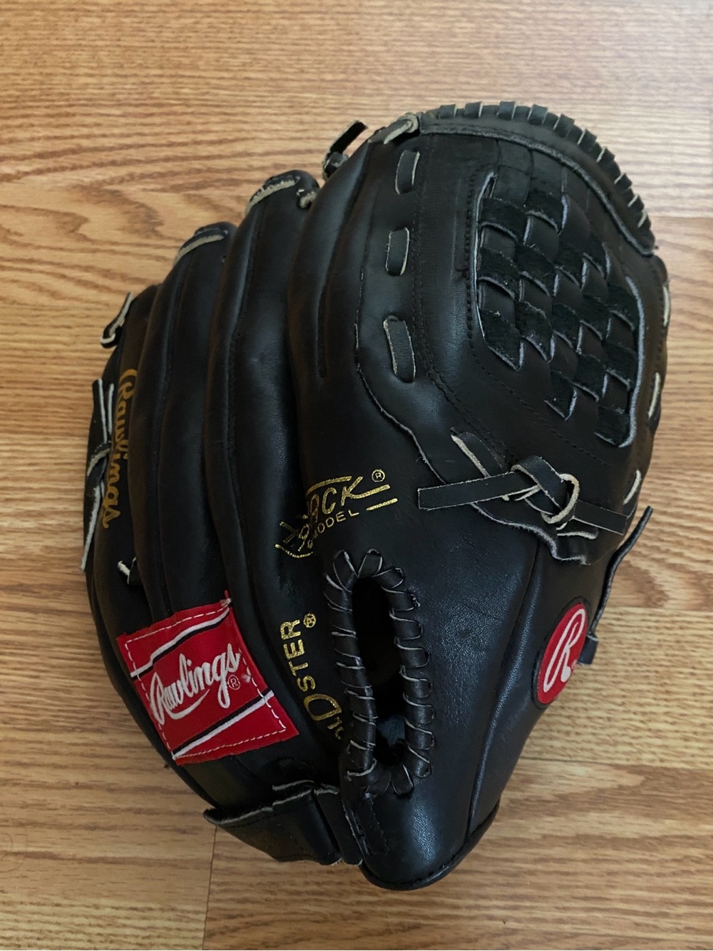 Rawlings Black Leather Baseball Glove with Red Logo Accents RBG36B 12.5”